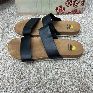 Women's Black Double-Strap Slide Sandals by Maui Waves
